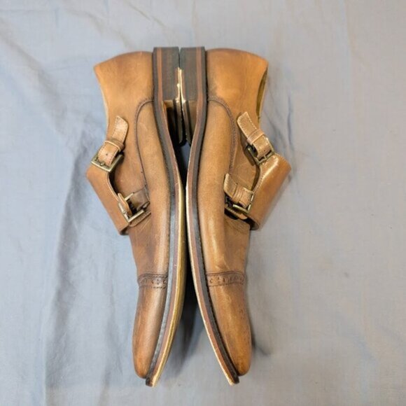 Marco Vittorio Brown Leather Double Monk Strap Cap Toe Dress Shoes Men Size 10.5 - Picture 11 of 13